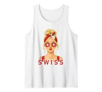 Blond Swiss Girl Switzerland Flag Swiss Girlfriend Wife Camiseta sin Mangas