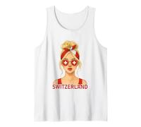 Blond Swiss Girl Switzerland Flag Swiss Girlfriend Wife Camiseta sin Mangas