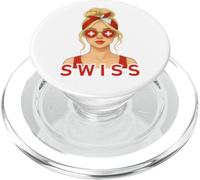 Blond Swiss Girl Switzerland Flag Swiss Girlfriend Wife PopSockets PopGrip para MagSafe