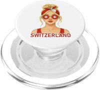 Blond Swiss Girl Switzerland Flag Swiss Girlfriend Wife PopSockets PopGrip para MagSafe
