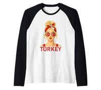 Blond Turkish Girl Turkey Flag Turkish Girlfriend Wife Camiseta Manga Raglan