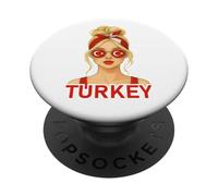 Blond Turkish Girl Turkey Flag Turkish Girlfriend Wife PopSockets PopGrip Adhesivo