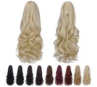 Blonde Clip Ponytail Fake Ponytails 20"""" Wavy 5.3 OZ BLack Hair Extens