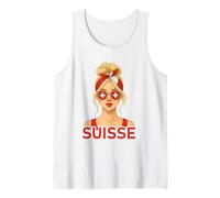 Blonde Fille Suisse Drapeau Suisse Copine et Épouse Suisse Camiseta sin Mangas