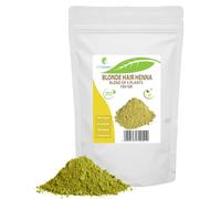 BLONDE HENNA HAIR POWDER - 100% Natural - Mezcla de polvos vegetales de casia, amla, manzanilla, henna, aloe vera que revive el color del cabello rubio, da reflejos de luz dorados - 100 GR