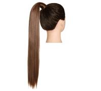 Blonde Wrap Around Pigtail Long Smooth Overhead Pony Tail Synthetic Straight Ponytail Hair Extension Clip in Fake Wig Hairpiece Für den täglichen Gebrauch (Light brown,32inches)