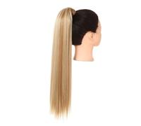 Blonde Wrap Around Pigtail Long Smooth Overhead Pony Tail Synthetic Straight Ponytail Hair Extension Clip in Fake Wig Hairpiece Für den täglichen Gebrauch (Golden beach Blonde, 24inches)