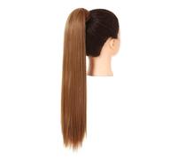 Blonde Wrap Around Pigtail Long Smooth Overhead Pony Tail Synthetic Straight Ponytail Hair Extension Clip in Fake Wig Hairpiece Für den täglichen Gebrauch (Copper Auburn, 32inches)