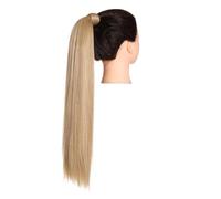 Blonde Wrap Around Pigtail Long Smooth Overhead Pony Tail Synthetic Straight Ponytail Hair Extension Clip in Fake Wig Hairpiece Für den täglichen Gebrauch (California blonde,32inches)