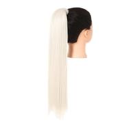 Blonde Wrap Around Pigtail Long Smooth Overhead Pony Tail Synthetic Straight Ponytail Hair Extension Clip in Fake Wig Hairpiece Für den täglichen Gebrauch (Platinum Blonde, 24inches)
