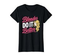 Blondes Do It Better Camiseta gráfica económica, Mujer, Negro, L