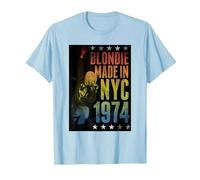 Blondie Rainbow Made in NYC 1974 Vintage Band Camiseta, Hombre, Azul Bebé, XXL