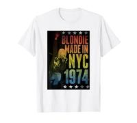 Blondie Rainbow Made in NYC 1974 Vintage Band Camiseta, Hombre, Blanco, M