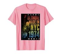 Blondie Rainbow Made in NYC 1974 Vintage Band Camiseta, Hombre, Rosado, XL