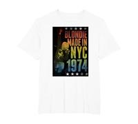 Blondie Rainbow Made in NYC 1974 Vintage Band Camiseta, Hombre Tallas Grandes, Blanco, 3X Alto