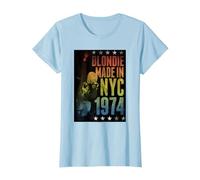 Blondie Rainbow Made in NYC 1974 Vintage Band Camiseta, Mujer, Azul Bebé, XXL