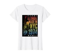Blondie Rainbow Made in NYC 1974 Vintage Band Camiseta, Mujer, Blanco, XS