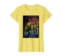 Blondie Rainbow Made in NYC 1974 Vintage Band Camiseta, Mujer, Limón, M