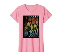 Blondie Rainbow Made in NYC 1974 Vintage Band Camiseta, Mujer, Rosado, M