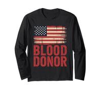 Blood Donation American Flag Proud Donor Save Lives Manga Larga