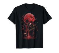 Blood Moon Skeleton Knight Halftone Graphic Camiseta