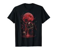 Blood Moon Skeleton Knight Halftone Graphic Camiseta gráfica económica