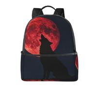 Blood Moon Wolf Mochila ligera de viaje con funda para portátil