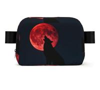 Blood Moon Wolf - Riñonera impermeable para hombres y mujeres, riñonera ajustable para viajes, bolsa cruzada ligera para correr, gimnasio