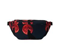 Blood Moon Wolf - Riñonera para correr, soporte para teléfono sin rebote para gimnasio, bolsa cruzada impermeable con correa ajustable
