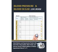 Blood Pressure and Blood Sugar Log Book: Daily Diabetes and Hypertension Tracker with Heart Rate, Sleep Quality, Water Intake, and Exercise Journal | ... & Medical Appointment Diary (6" x 9")