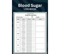 Blood Sugar Log Book: Daily Diabetes Tracker for Type 1 and Type 2 with Glucose Monitoring and Health Record, 6" x 9" Inches, 110 Pages