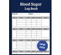 Blood Sugar Log Book: Large Print One-Year Blood Sugar Tracker with Before & After Meal Readings, Medication Information, Doctor Appointment Notes