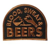 Blood Sweat & Beers - Sew Iron on, Embroidered Original Artwork - Patch - 2.8" X 3.4"