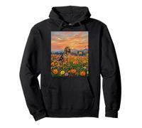 Bloodhound en un Campo de Flores Silvestres Primavera Atardecer Obra de Arte Sudadera con Capucha
