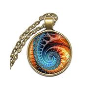 Bloody devil Fibonacci - Colgante en espiral dorada en espiral logarítmica con geometría sagrada, colgante de cristal, Metal