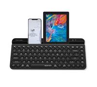 Bloody FBK30 Teclado inalámbrico QuietKey multidispositivo, 2.4G y modo dual Bluetooth, hasta 4 dispositivos, portátil con soporte integrado para Mac, iOS, Windows, Android (negro clásico)