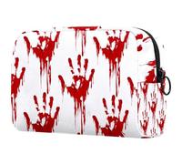 Bloody Hand Prints - Bolsa de cosméticos para mujer, neceser de viaje, bolsa organizadora de maquillaje con cremallera, multicolor, 18.5x7.5x13cm/7.3x3x5.1in, Neceser