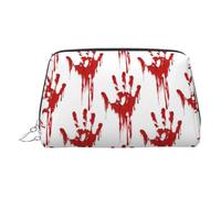 Bloody Handprints - Neceser portátil de viaje, piel de PVC, con compartimentos, Silver, One Size