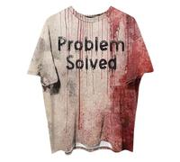 Bloody Problem Solved - Camiseta de manga corta con estampado de Halloween con texto en inglés "I Am Fine, camiseta con texto en inglés "I'm Fine Print", camisetas sangrientas para hombre, camisetas