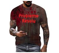 Bloody Problem Solved - Camiseta de manga corta con estampado de Halloween con texto en inglés "I Am Fine, camiseta con texto en inglés "I'm Fine Print", camisetas sangrientas para hombre, camisetas
