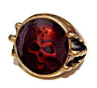 Bloody Skull Anillo US Talla 6.5 Aleación de Latón Rojo Esmalte Halloween Gótico Punk Biker Unisex