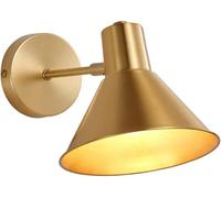 BLOOHK Aplique de pared cobre lujo moderno, lámpara con pantalla embudo acabado en oro cepillado, Art Deco minimalista cable for sala estar, hotel, villa y pasillo, base E27