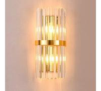 BLOOHK Aplique de Pared de Cristal de Lujo Moderno, lámpara de Pared con Acabado Dorado 17,7 "(45 cm) Elegante iluminación de Cristal K9 hacia Arriba/Abajo para Sala de Estar, Dormitorio, Pasillo, e