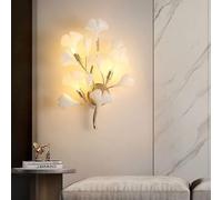 BLOOHK Aplique de pared hoja Ginkgo lujo moderno, lámpara rama artística dorada, inspirada en la naturaleza for decorativa sala estar, decoración dormitorio