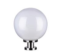 BLOOHK Farola Moderna de Exterior con Forma de Globo | Esfera acrílica Redonda Blanca con Base de Acero Inoxidable | Lámpara de Pilar Impermeable para portones, entradas, Jardines y paisajismo