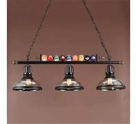 BLOOHK Lámpara colgante de billar for mesa 3 luces, lámpara araña industrial for sala juegos con bolas y pantallas vidrio, accesorio negro mate for bar, isla cocina