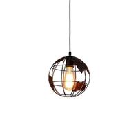 BLOOHK Lámpara colgante de globo con mapa del mundo industrial, lámpara colgante con jaula de alambre de metal en forma de tierra, lámpara de techo negra vintage con(Black,Diameter 29cm)