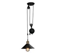 BLOOHK Lámpara colgante de polea industrial, lámpara altura ajustable con contrapeso, accesorio techo granero metal negro vintage for isla cocina, comedor