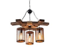 BLOOHK Lámpara de araña madera rústica 3 luces, lámpara colgante cuerda cáñamo granja, accesorio vintage for comedor, isla cocina, sala estar