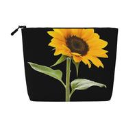 Bloom - Bolsa de maquillaje de cáñamo falso, con estampado de girasoles, bolsa de cosméticos, bolsa de aseo de viaje, impermeable, organizador para mujer